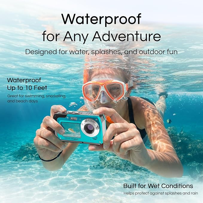 Minolta MN40WP 48MP Waterproof Digital Camera – Dual LCD Screens, 2.7K QHD Video - Image 4
