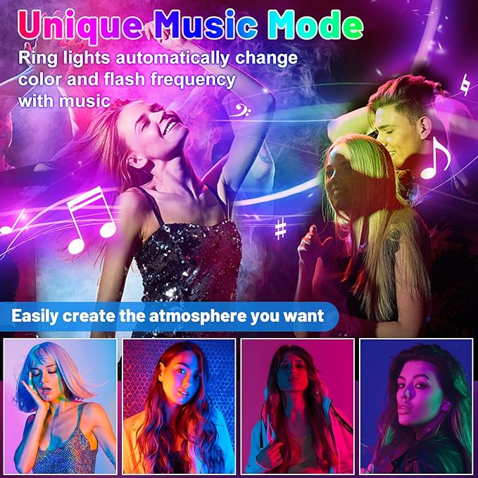 STALLY 13.3" Ring Light with Stand, Music Mode, 3 CCT Modes & 96 RGB Color Modes - Image 3