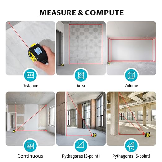 Lichamp Laser Tape Measure, 164ft Class II Laser Distance Meter and 16ft Manual - Image 7