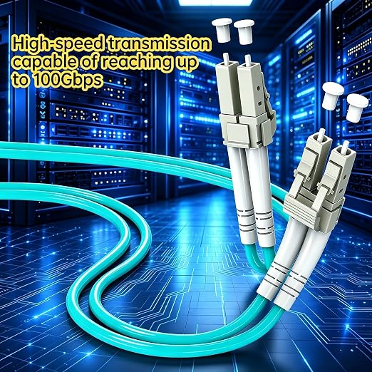 OM3 LC to LC Fiber Patch Cable 5m, Duplex 50/125μm Multimode Jumper, 10GB 40GB - Image 2