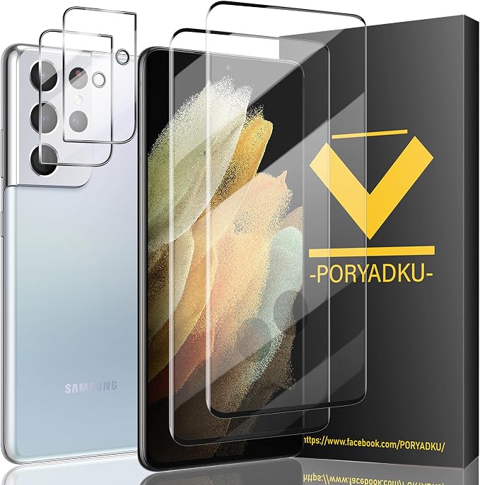 V-PORYADKU 2 Pack for Samsung Galaxy S21 Ultra Screen Protector + 2 Pack Camera by PORYADKU
