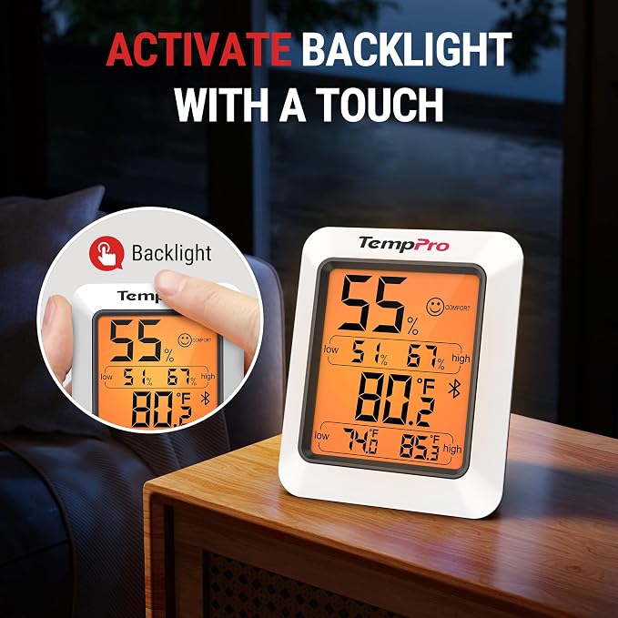 TempPro Hygrometer Thermometer for House, Backlit Humidity Meter Temperature - Image 6