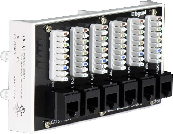 Legrand - OnQ Home Theater Patch Panel, 6 Port Interface Module, Cat 6A Network - Image 2