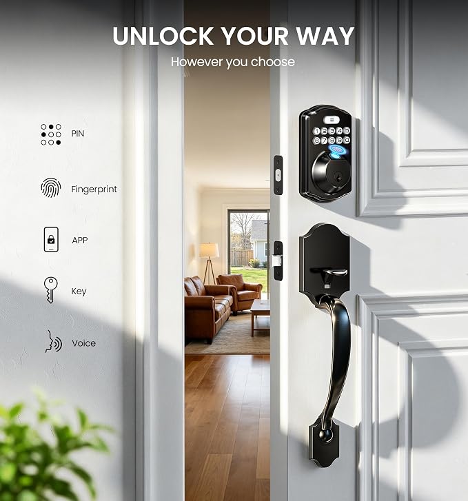 Veise VE012W-H WiFi Smart Front Door Lock Set, Built-in WiFi, App Remote & - Image 6
