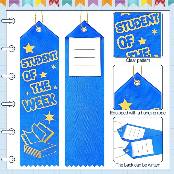 Wavwavw 100 Pcs Student of The Week Award Ribbons Bulk 8" x 2" Prizes Ribbons - Image 3