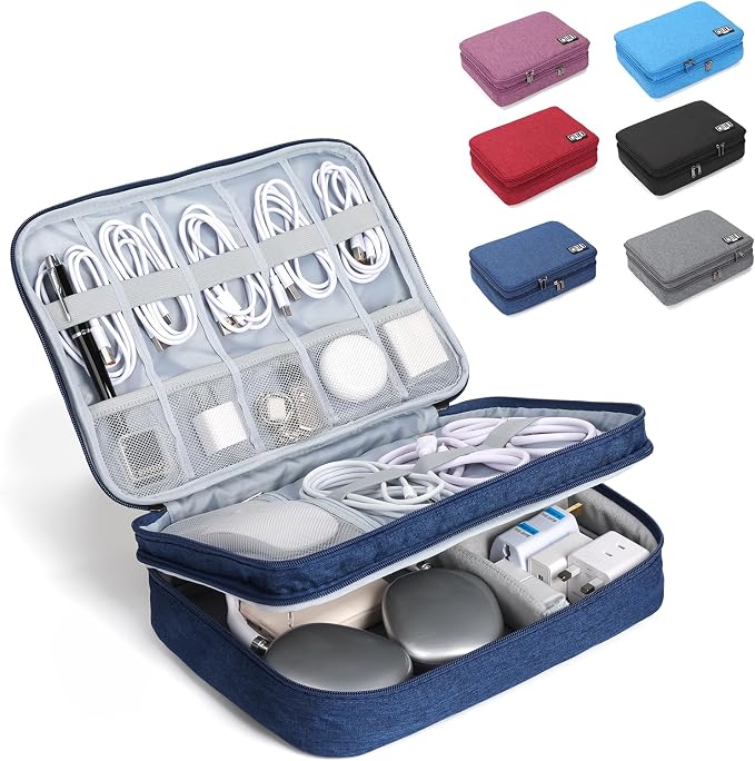 Large Electronic Organizer Travel Case, Double Layer Tech Accessories Bag by Unknown
