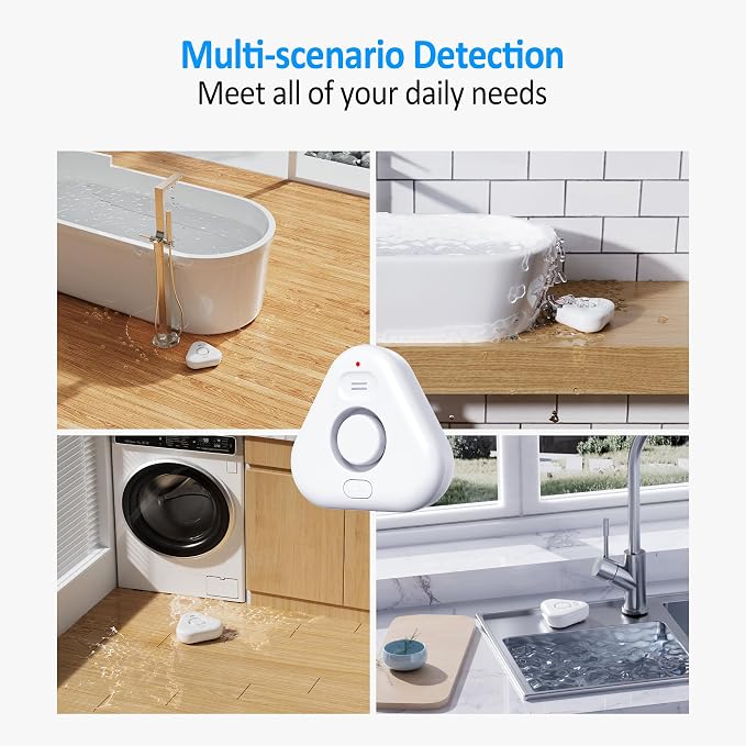 5 Pack Water Leak Detectors for Home, Stechro 4 Levels Adjustable Audio 0-120dB - Image 6