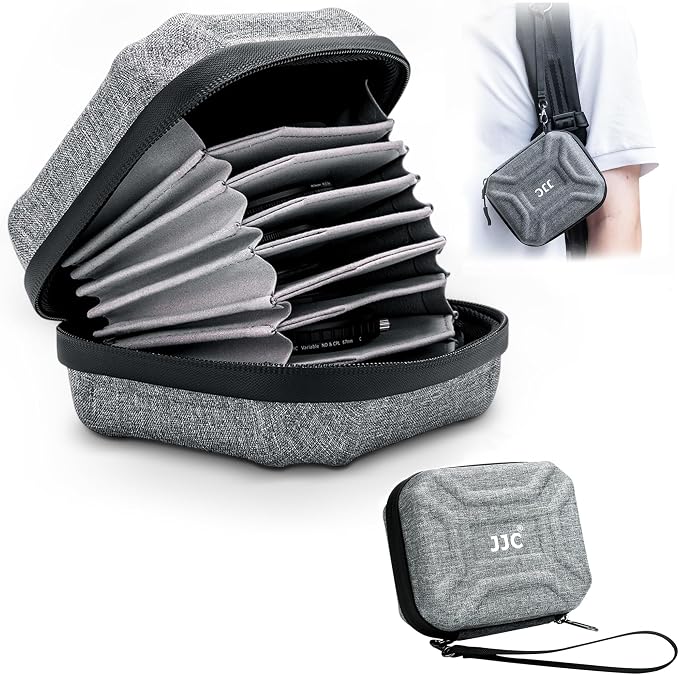JJC 10 Pockets Hard Shell Lens Filter Bag Up to 95mm, Water Resistant & by JJC