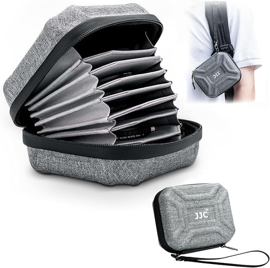 JJC 10 Pockets Hard Shell Lens Filter Bag Up to 95mm, Water Resistant & by JJC