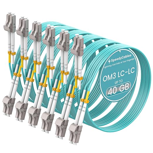 SpeedyCables- 1M-6Pack OM3 LC to LC Fiber Patch Cable, 10Gb/40Gb Multimode by SpeedyCables