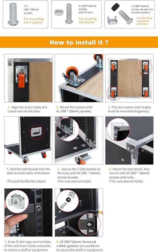 Movable AV Gear Rack 16U 19in Mobile Floor Standing Network Device Storage - Image 7
