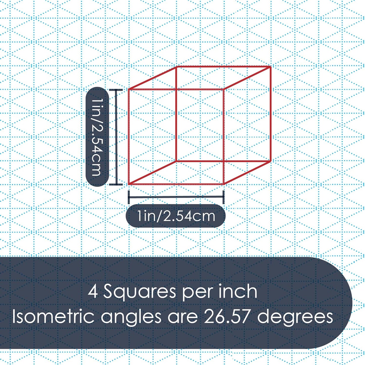 11" x 17" Isometric Graph Paper 50 Sheets Landscape - 0.25" Grid, Non-photo Blue, High Brightness, Drafting, Engineering, Art, 3D Design (3-Pack)