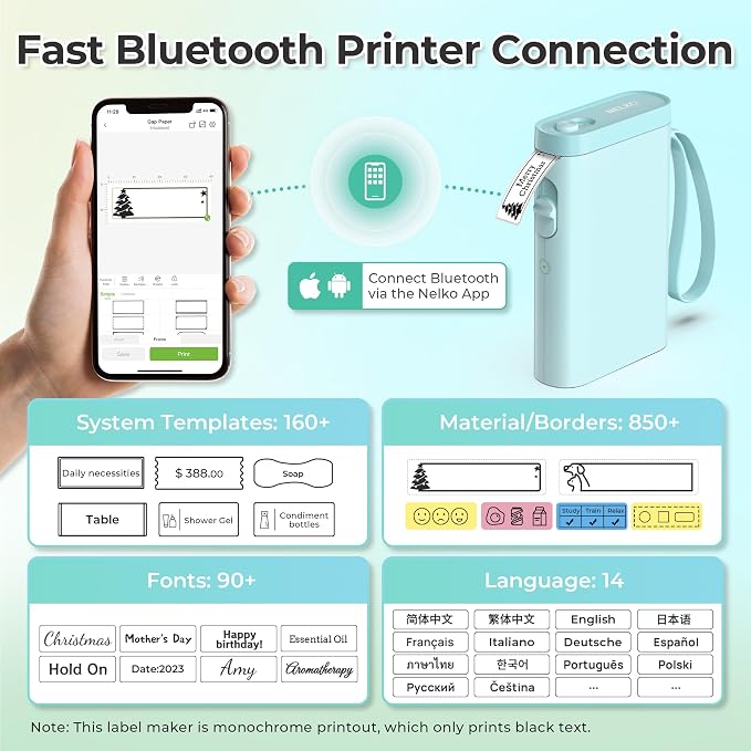 Nelko Label Maker Machine with Tape, P21 Bluetooth Label Printer, Wireless Mini - Image 2
