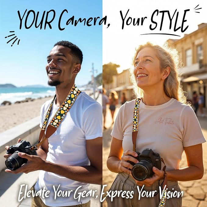 Art Tribute Camera Strap for DSLR Cameras, Woven Webbing Heart Design Shoulder - Image 2
