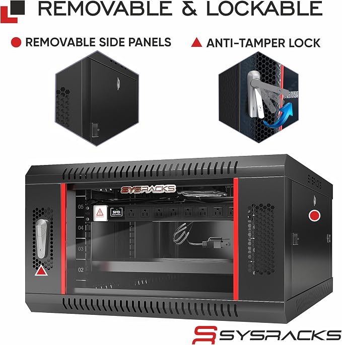 6U Wall Mount Server Rack Cabinet 24” Deep, 19” Network & AV Enclosure - Image 5