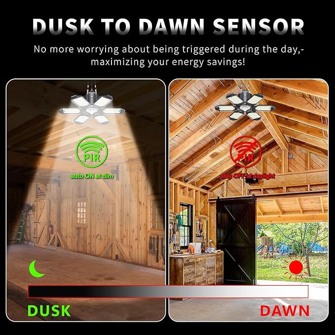 Motion Sensor Garage Light, 200W 20000LM Plug in Motion Sensor Light Indoor - Image 6
