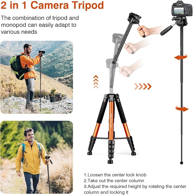 Tripod for Camera, Professional Heavy Duty Compact Camera Stand for Phone - Image 4