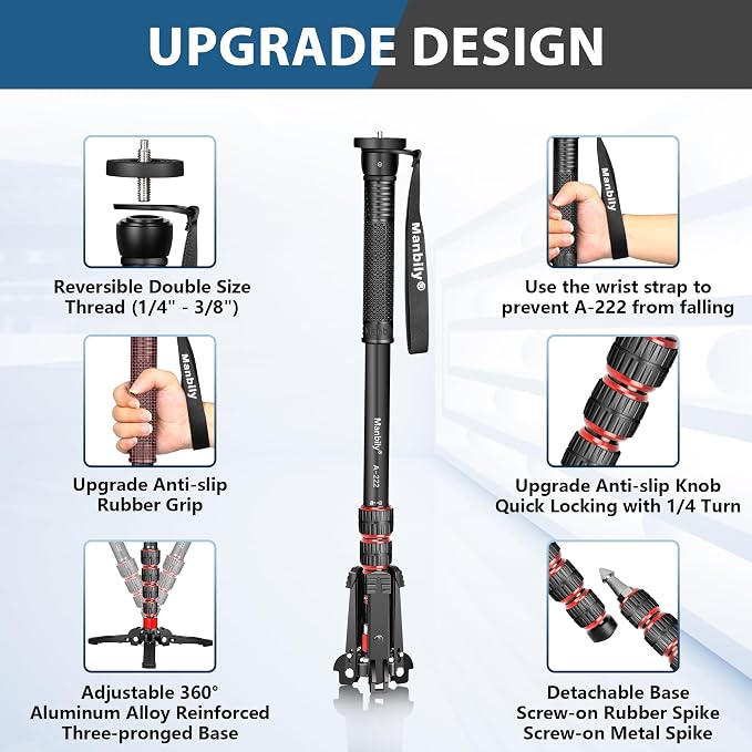 Manbily Extendable Camera Aluminum Monopod - Image 3