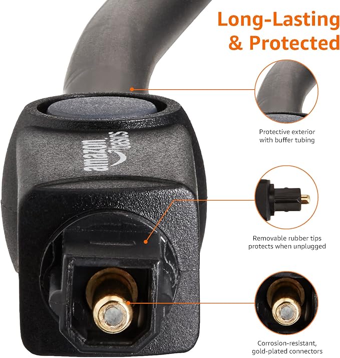 Amazon Basics Toslink Digital Optical Audio Fiber Optic Cable, - Image 4