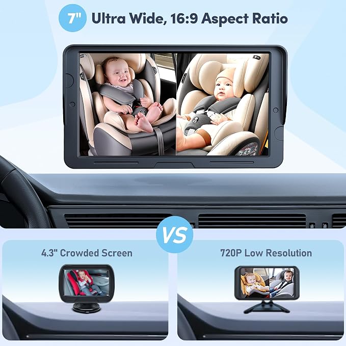 2-Kids Baby Car Camera Dual Monitor – 7 Inch Display - Image 2