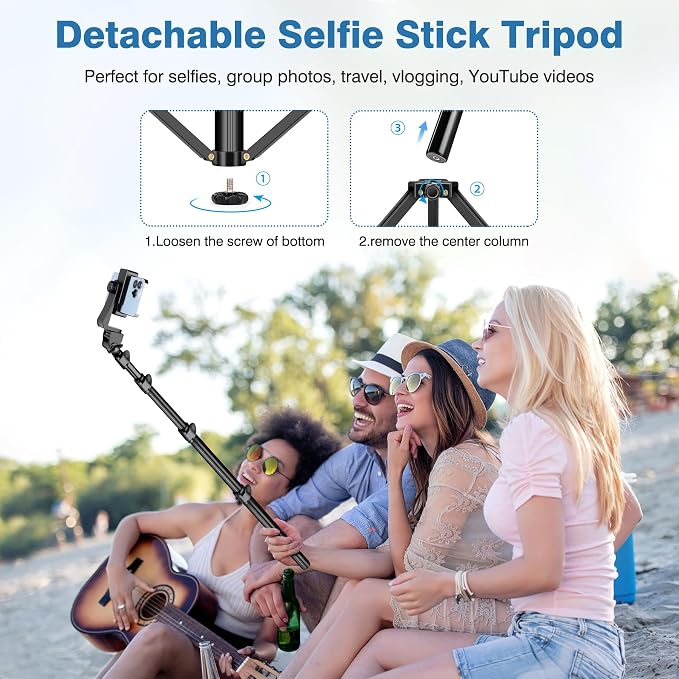 70" Phone Tripod with Remote & Holder, Portable Cell Phone Stand, Selfie Stick - Image 3