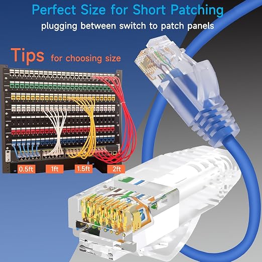 Cat6a Slim Ethernet Patch Cable 0.5 ft, Cat6a Patch Cable - Image 2