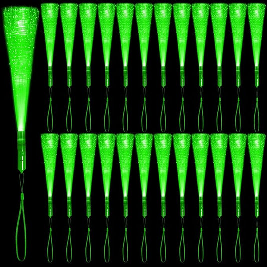 12 Pack Green Glow Sticks Light Up Fiber Optic Stick Glow Wands Bulk by NUDALA