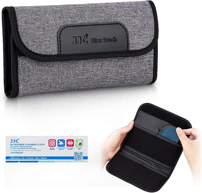 JJC 4 Pockets Filter Case for Round Filter Up to 58mm, Foldout Lens Filter Pouch by JJC