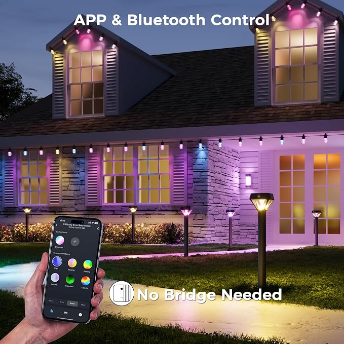 XMCOSY+ Smart Solar Pathway Lights, 150LM RGBCW Color Changing Landscape - Image 2