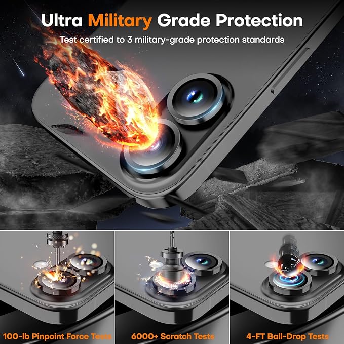 Camera Lens Protector for iPhone 17/16/16 Plus, Tempered Glass Metal Individual - Image 6