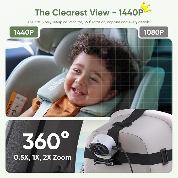 bonoch 5" 1440P Baby Car Camera, Backseat Rear Facing Mirror - Image 3