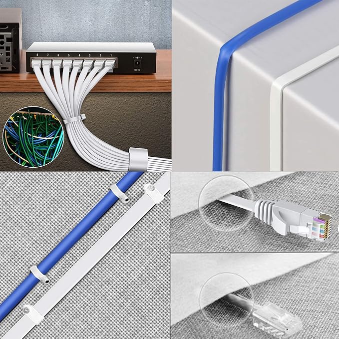 BUSOHE Cat6 Ethernet Cable 20 FT 2Pack White, Cat-6 Flat Internet LAN Network - Image 4