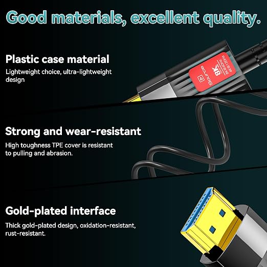 Fiber Optic HDMI Cable 20FT/6M, Long HDMI 2.1 Cable Support 48Gbps High Speed - Image 4