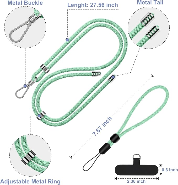 takyu Phone Lanyard, 2 Pack Adjustable Cell Phone Lanyard Crossbody Neck Strap - Image 3