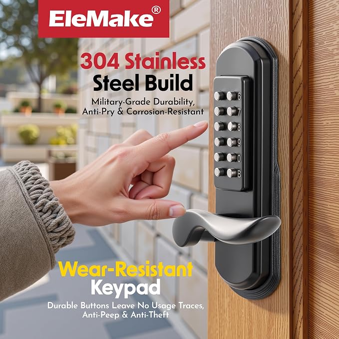 Keyless Door Lock with Keypad, Right Handed Mechanical Door Lock, Security - Image 4