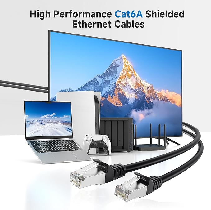Cable Matters 10Gbps 5-Pack Snagless Shielded Cat 6A Ethernet Cable - 10ft - Image 2