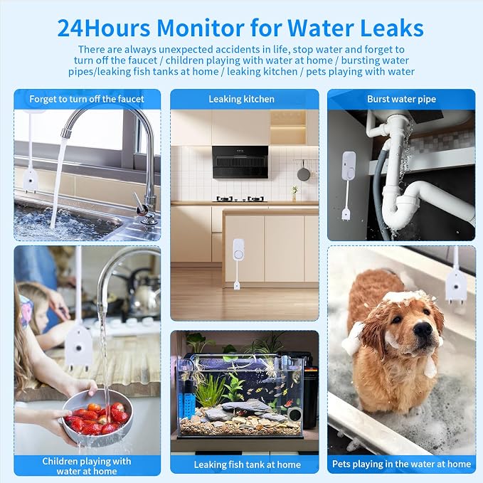 Smart Water Leak Detector, 120dB Adjustable Alarm Suit - Image 4