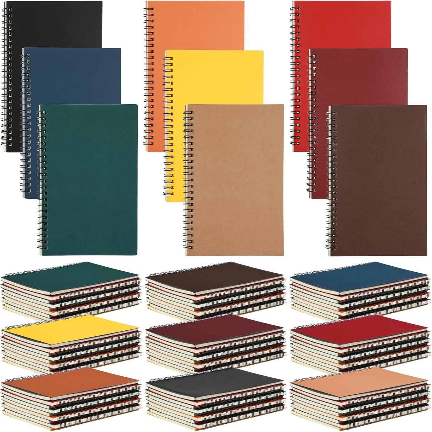 Yahenda Spiral Notebook Bulk A5 Journal Lined 8.3'' x 5.5'' Writing Composition Paper Small Notepad Subject Notebook for Students Office Business Back to School Supplies(Multi Color,72 Pcs)