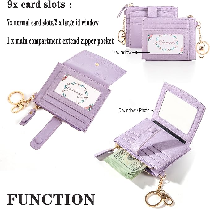 Keychain Wallet Wristlet Small Credit Card Holder Bracelet Key Chain Purse - Image 3