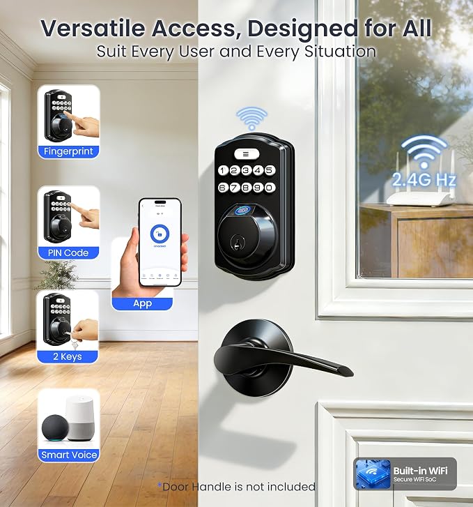 Veise VE012W Built-in WiFi Fingerprint Smart Lock, App Remote Control, - Image 2