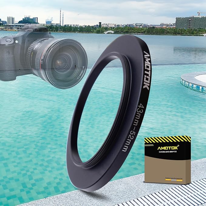 43mm Lens to 52mm Lens Adapter, 43mm to 52mm Filter Step-Up Adapter Ring by AMOTOK