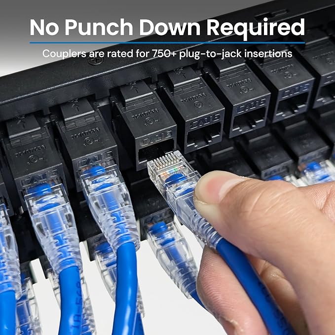 ICC CAT6 Feed-Through Patch Panel, 48 Port, 2U Rackmount, RJ45 Ethernet Patch - Image 3