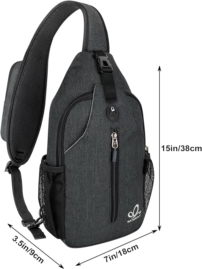WATERFLY Crossbody Sling Backpack Sling Bag Travel Hiking Chest Bag Daypack - Image 2