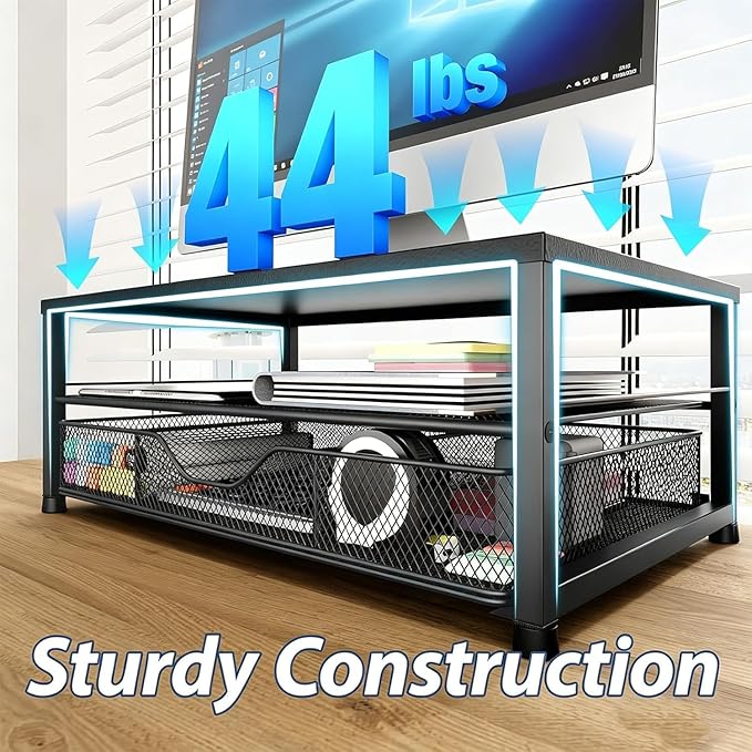 OPNICE Desk Organizer and Accessories, Dual Computer Monitor Stand Riser - Image 4