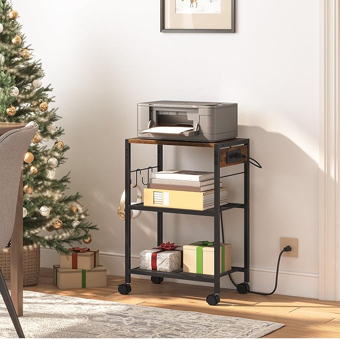 HOOBRO Industrial Printer Stand, 3-Tier Mobile Printer Table, Rolling Cart - Image 6
