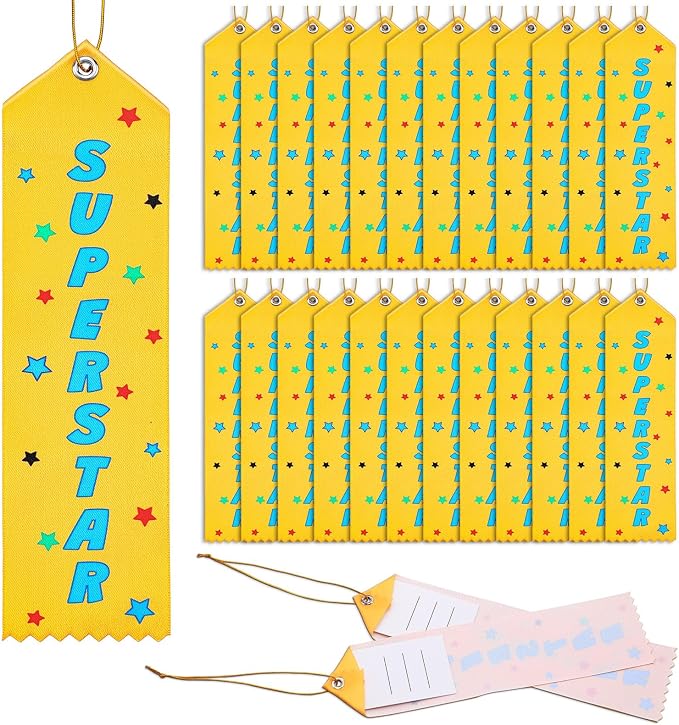 Wavwavw 100 Pcs Superstar Award Ribbons Bulk 8" x 2" Prizes Ribbons by Wavwavw