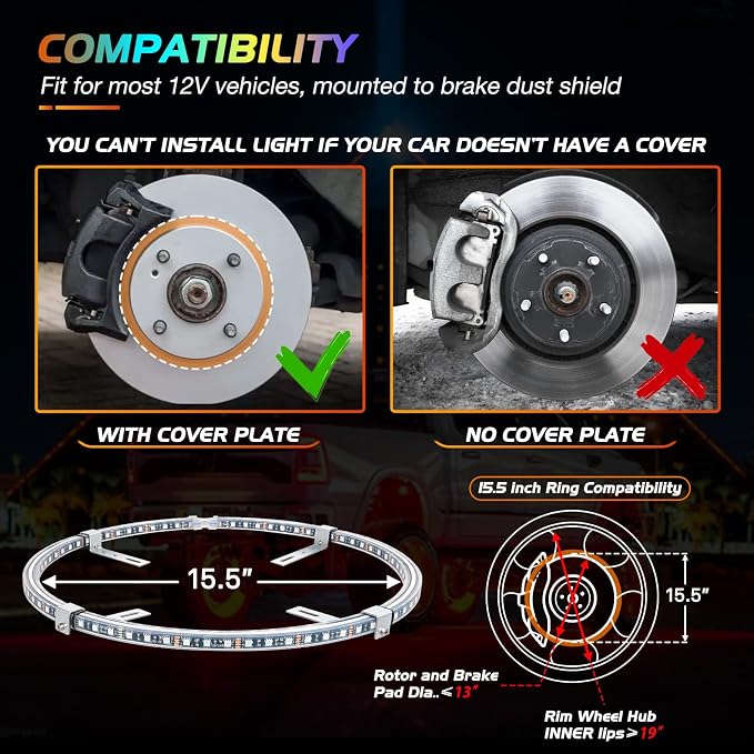 Nilight 4PCS 15.5inch Double Row LED Wheel Ring Lights RGB - Image 5