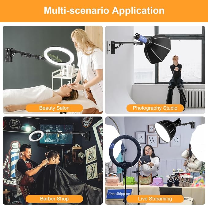 SITTO Ring Light Wall Mount 43inch/110cm, Triangle Boom Arm - Image 2