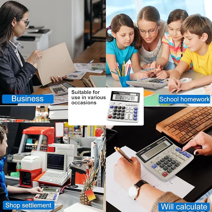 Desk Calculator 12 Digit Extra Large 4.3-Inch LCD Display, Two Way Power - Image 6