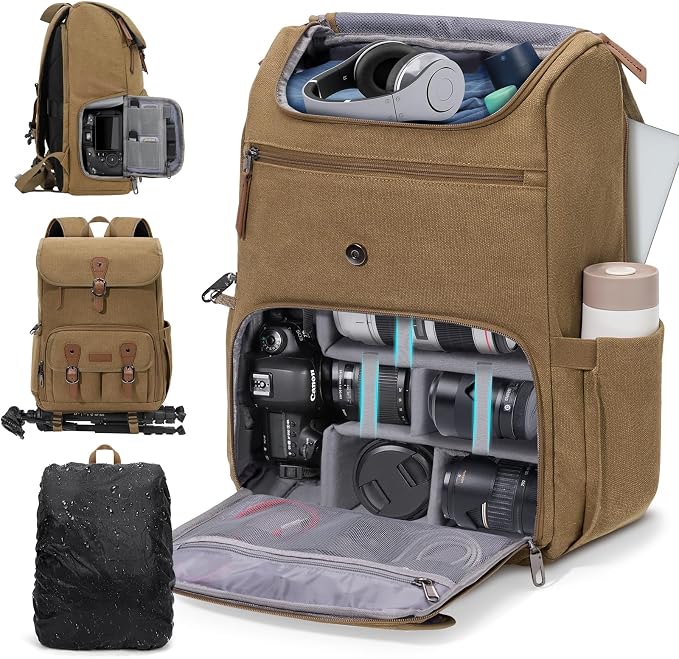 RAINSMORE Camera Bag Backpack for DSLR/SLR Mirrorless 15.6 Inch Laptop Camera by RAINSMORE